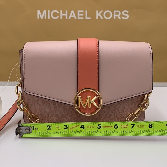 Michael Kors Carmen Small Monogram Flap Crossbody - Sherbert color - Picture 7 of 16